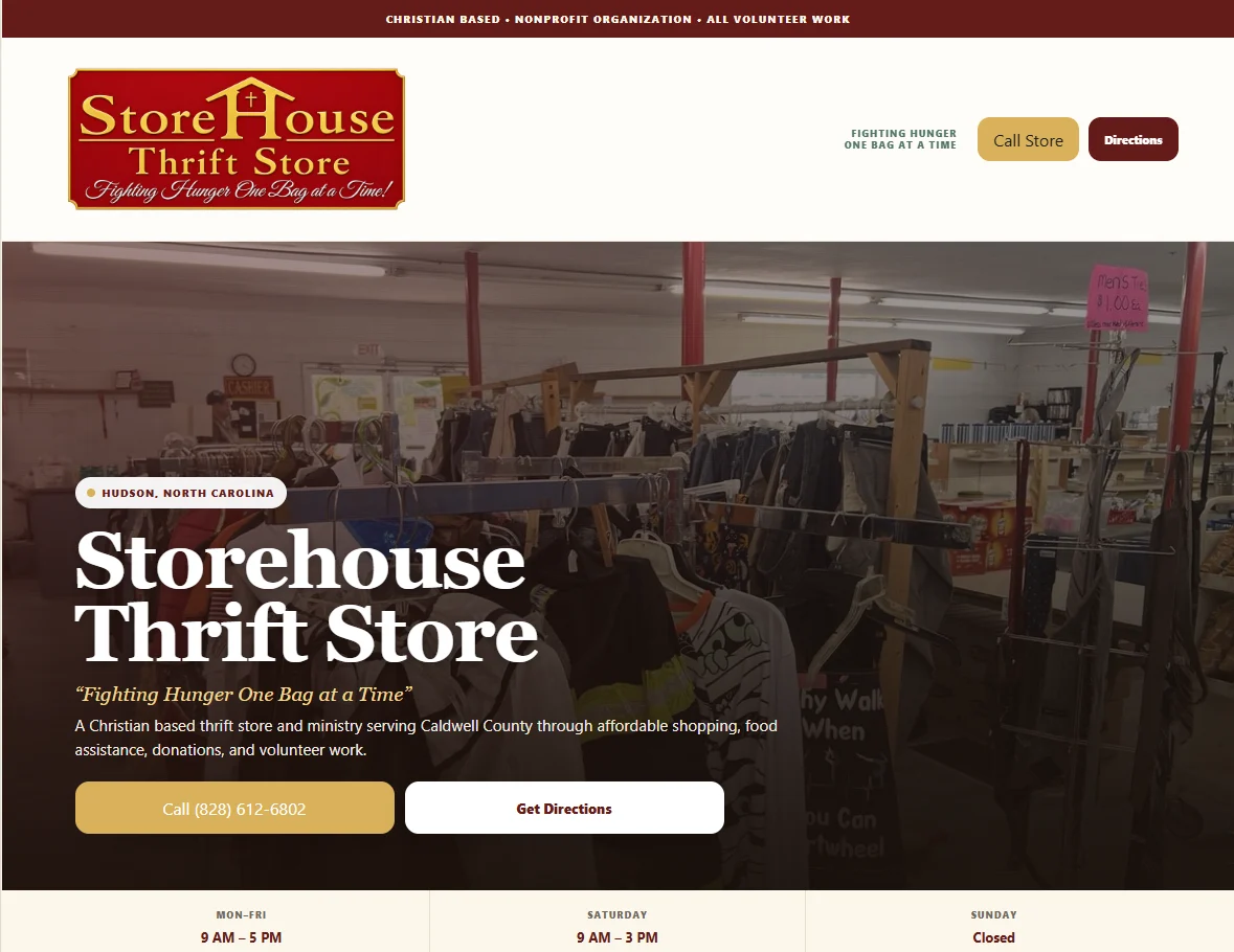 Storehouse Thrift Store website