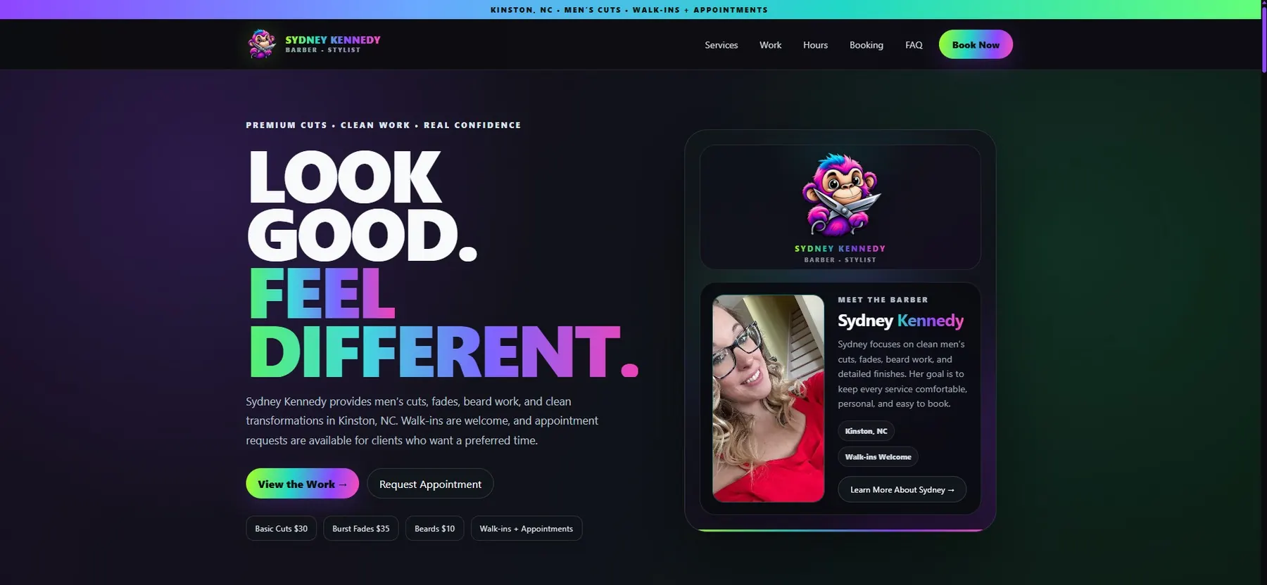 Sydney Kennedy barber website