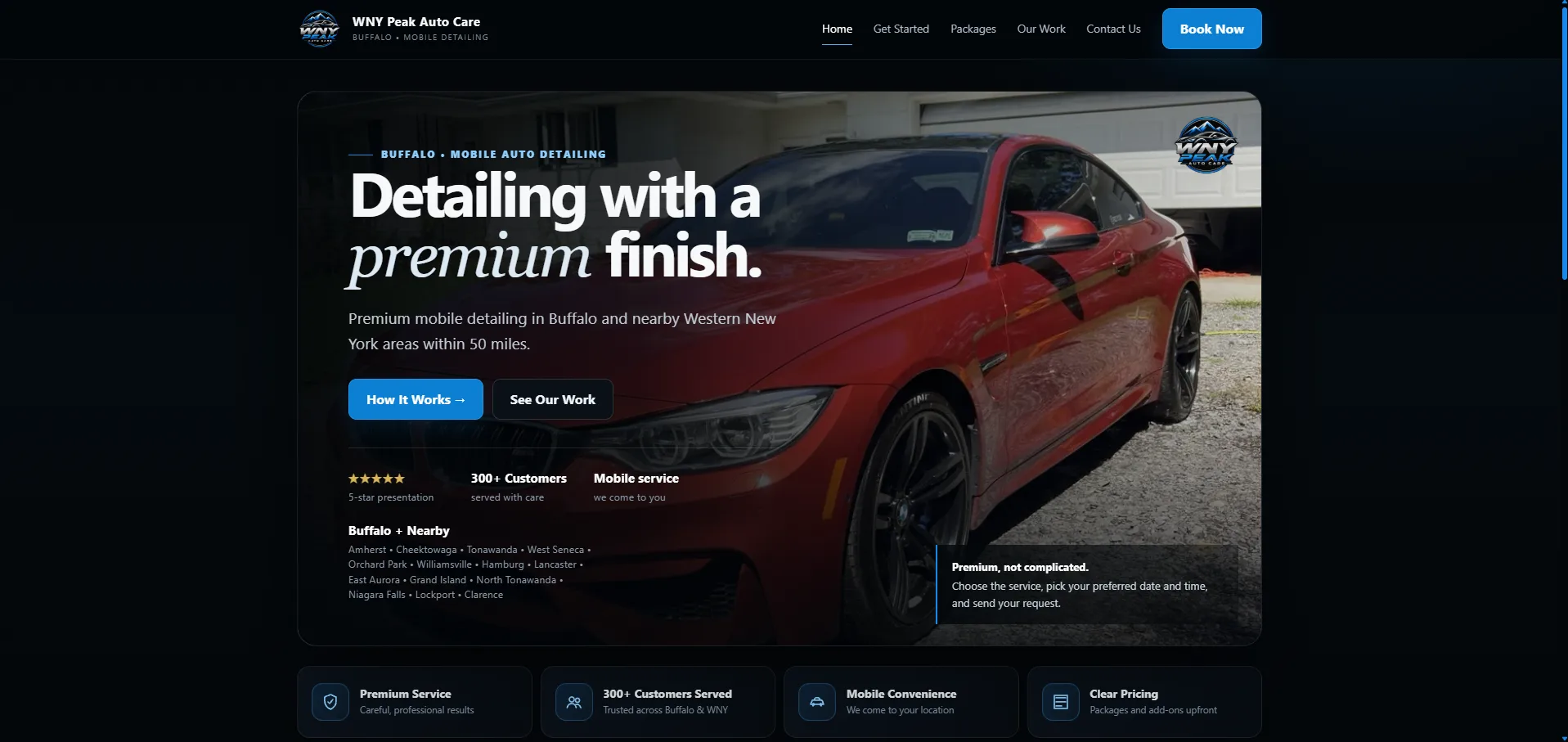 WNY Peak Auto Care mobile detailing website